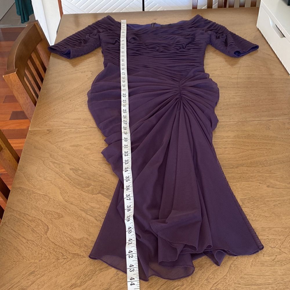 Tadashi Shoji Eggplant Purple Ruched Evening Dress Size Small - Picture 11 of 11